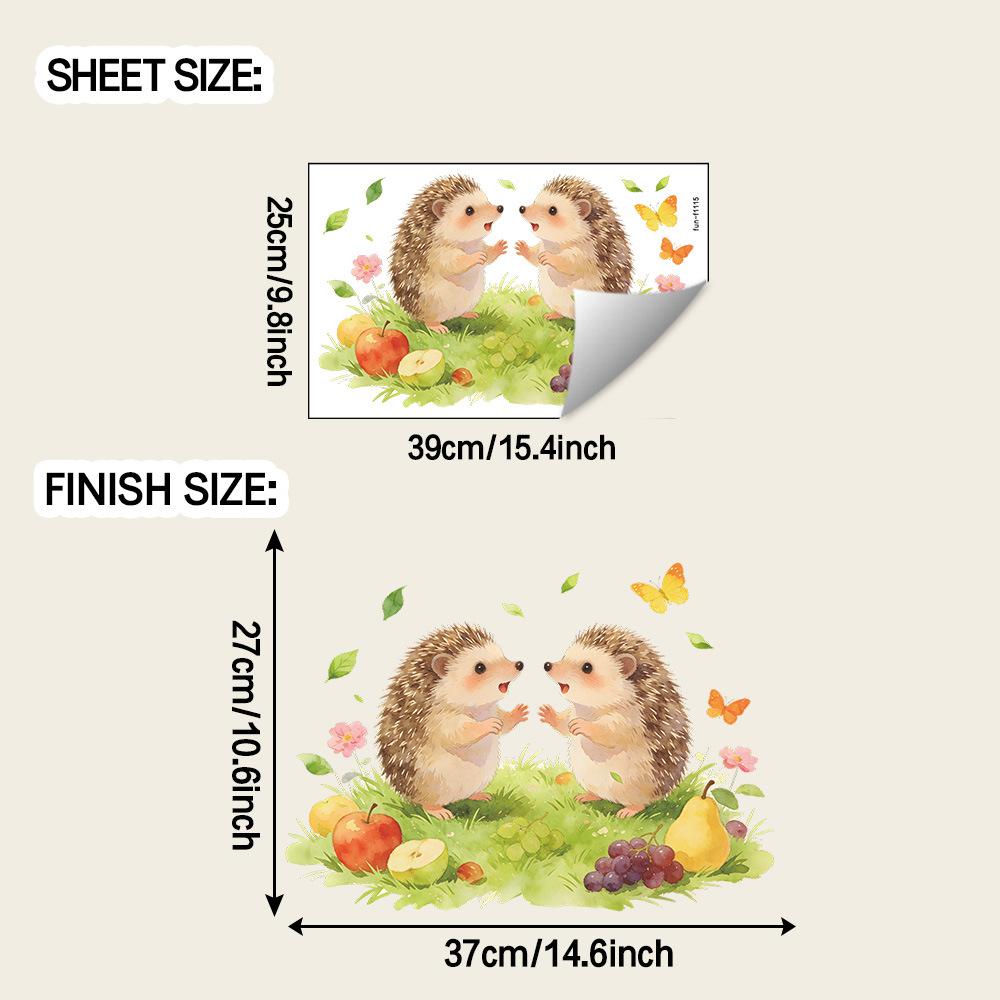 

Cartoon Little Hedgehog, Butterfly, Grass, Bedroom, Guest Room, Study, Door Sticker, Home Decoration, Wall Sticker
