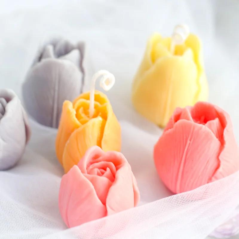 3D Tulip Candle Mold Handmade DIY Flower Soap Silicone Mold Chocolate Cake Silicone Mold Soap Forms Soap Making Supplies