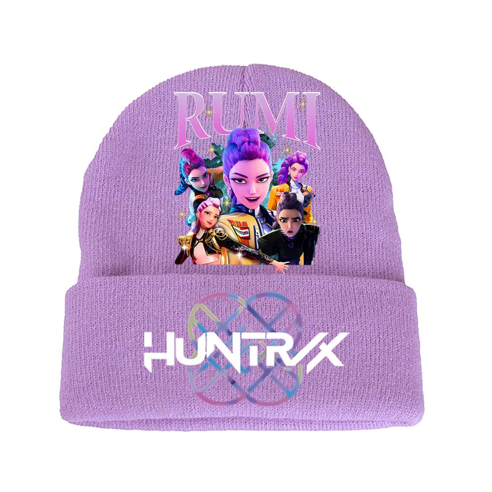 K-Pop Demon Hunters Kids Boys Girls Rumi Zoey Mira Knitted Hat Velvet Hat Autumn Winter Warm Kids Knitted Cap