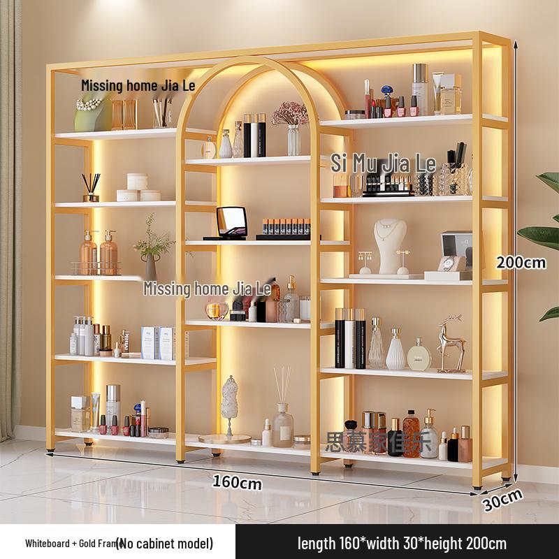 Illuminated Multi-Layer Cosmetic Display Shelf for Salons and Barbershops