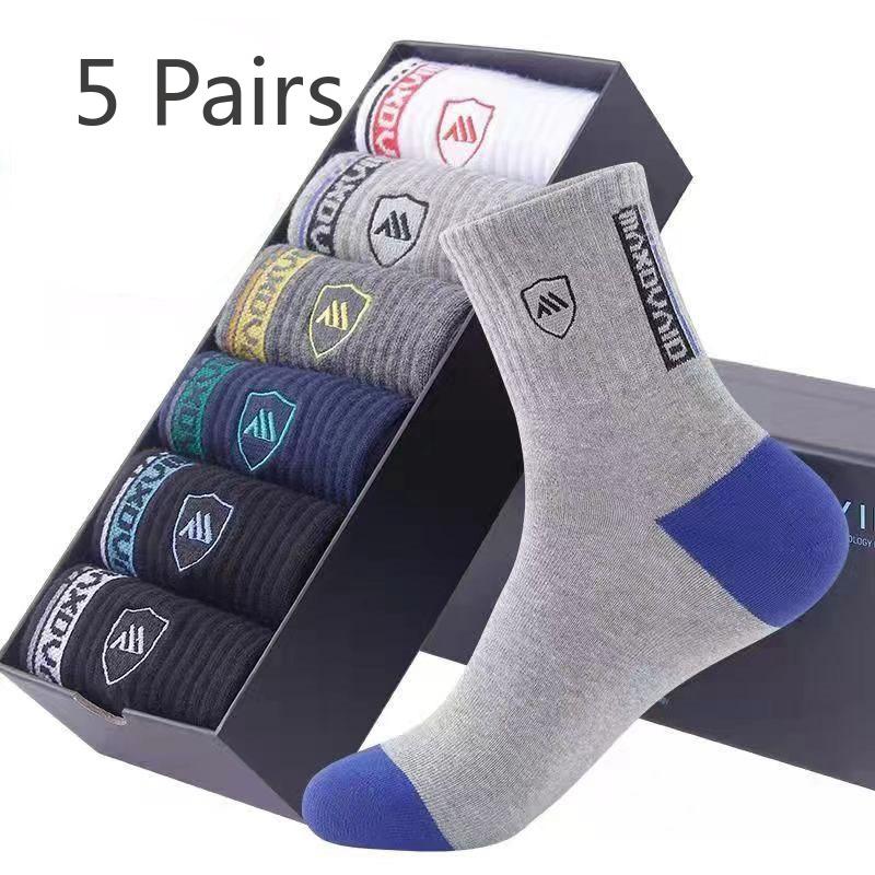 

5 пар носков Мужские носки Пот впитывающие дышащие защитные средние спортивные носки Осенние и зимние утолщенные секции Деловые короткие носки Мужские носки 5 pairs светло-серый