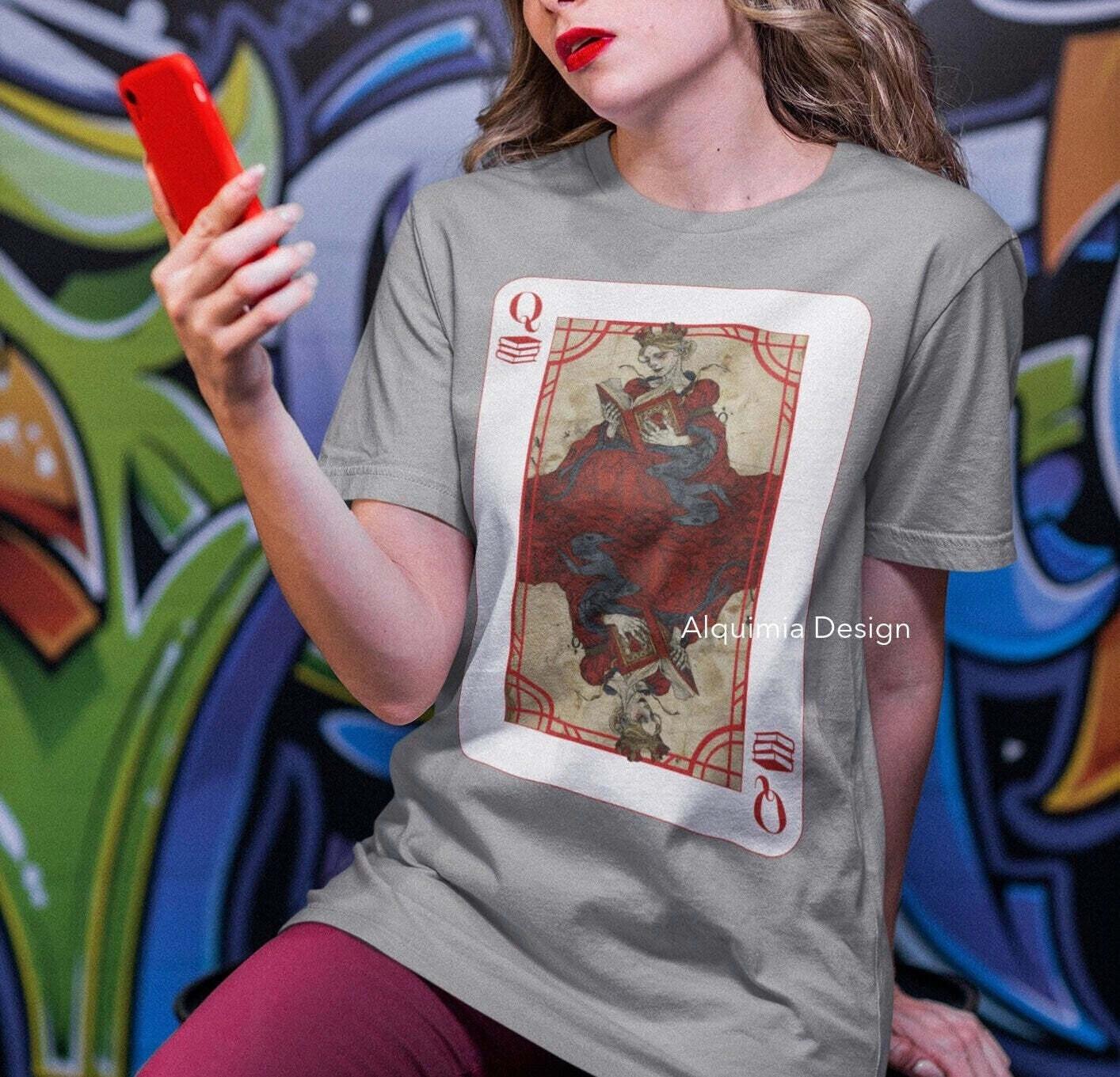 Queen of Reading Poker Card Shirt, Book Lover 3XL