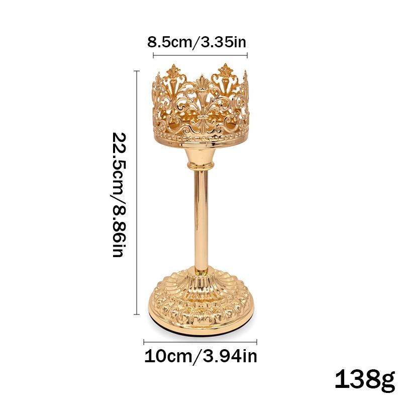 3 Piece Gold Hollow Crown Candle Holder European Style Iron Electroplated Finish For Living Room Dining Wedding Party Decor