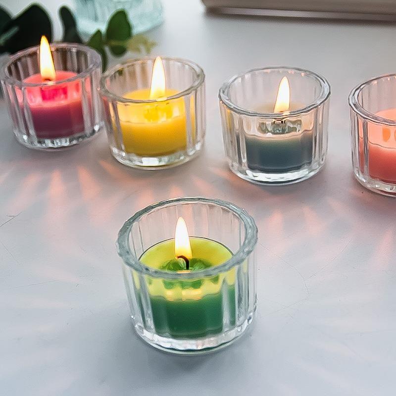 Vertical Stripe Transparent Glass Aroma Candle Holder