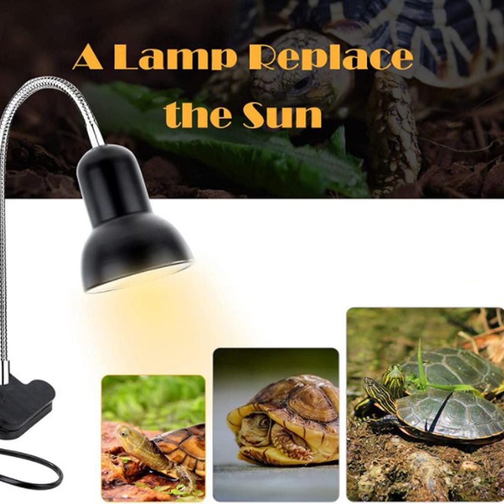 Reptile Heating Lamp UVB Reptile Light with 50W 70W Bulbs Clamp Basking Lamp for Lizard Turtle Aquarium Tank with 360° Rotatable Clip and Adjustable