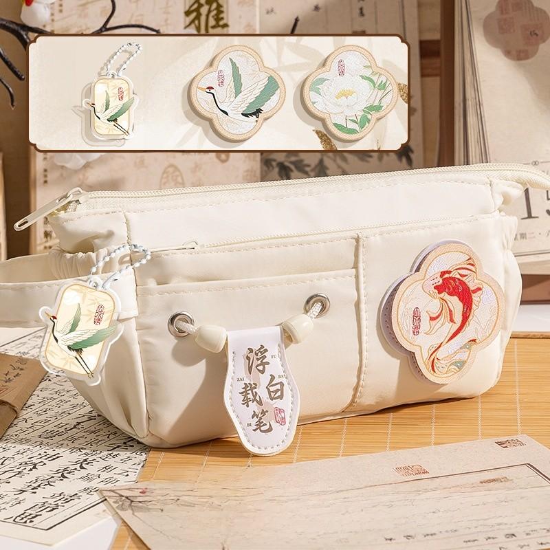 Chinese Style Student Pen Case With Large Capacity For Girls And Boys