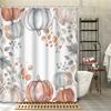1 Piece Vintage Watercolor Pumpkin and Leaves Thanksgiving Shower Curtain - Polyester Fabric with Hooks for Bathroom Decoration