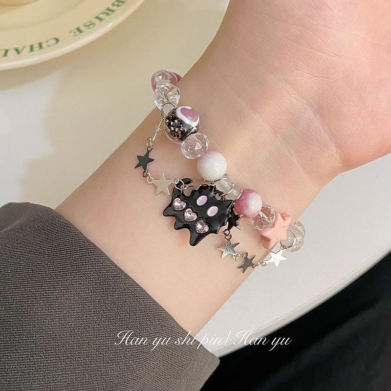Funny Cat Color Bracelet, Spice Girl Beaded Crystal, Sweet and Cool Niche Design Sense, Special Non-collision Style, Personalized Niche