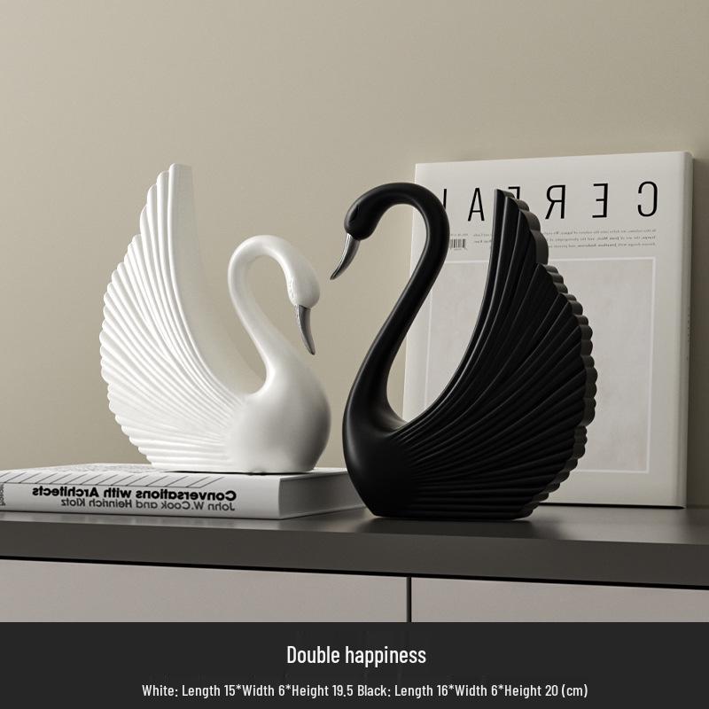 

Elegant Cream Swan Ornament for Living Room TV & Wine Cabinet - Perfect Housewarming or Wedding Gift