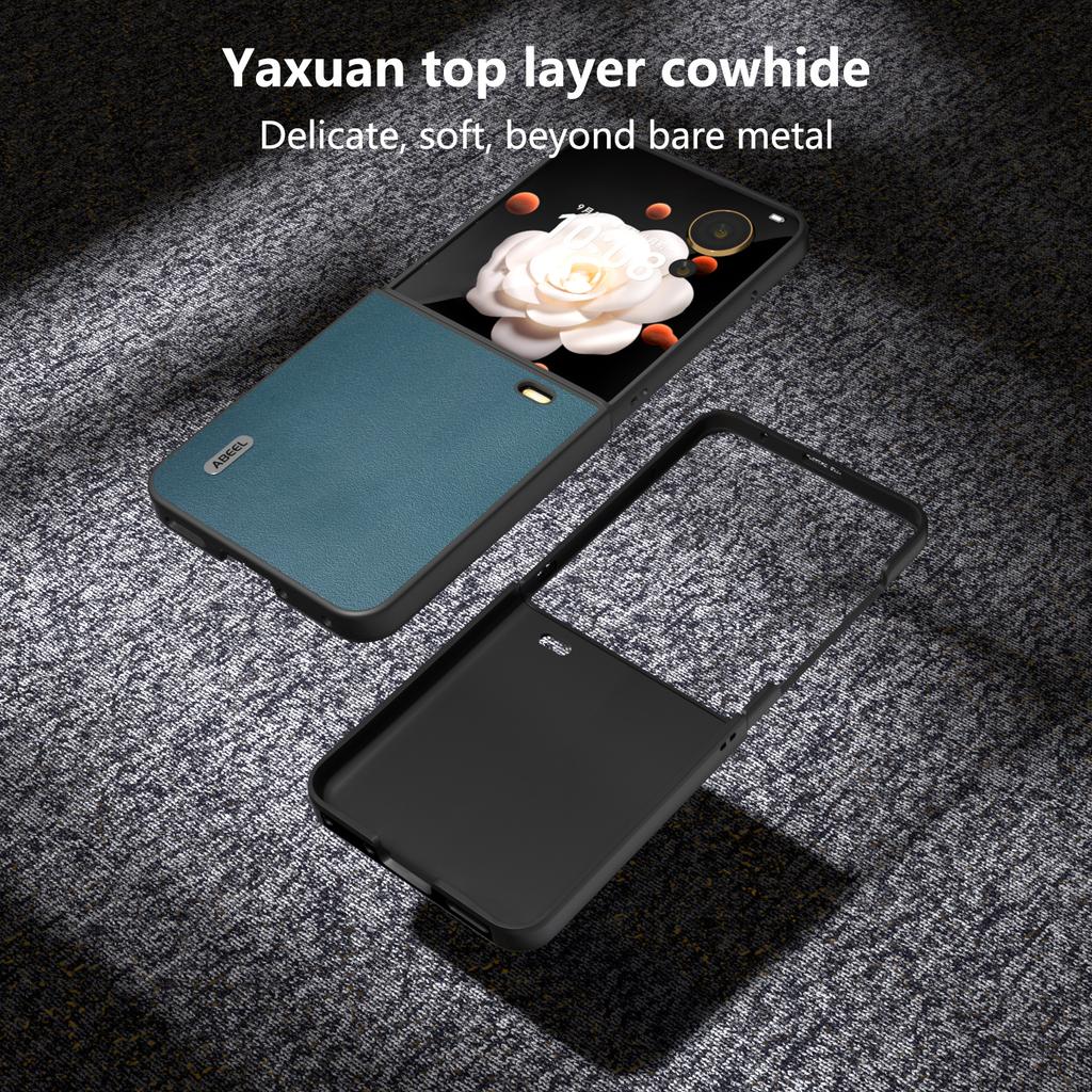 Für Honor Magic V Flip 5G Hülle Echtes Rindsleder Hart-PC Handyhülle