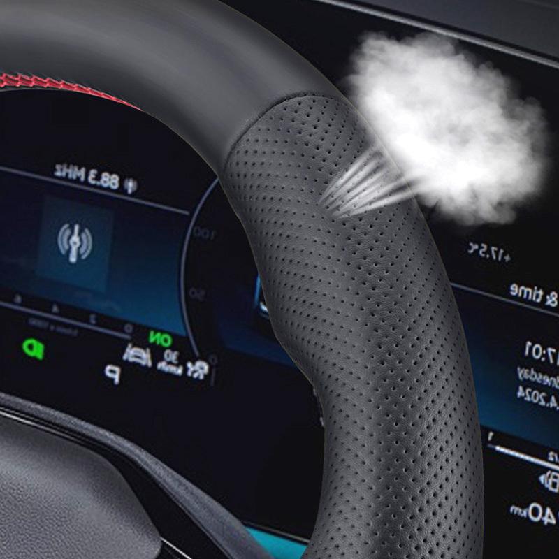 Hand-stitched Black Leather Interior for Volvo Polestar4 -2026 Car Steering Wheel Cover Car Decoration Accessories