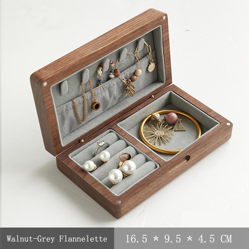 HeMu Solid Wood Jewelry Box Black Walnut Jewelry Box Jewelry Box Solid Wood Retro Storage Box Jewelry Box Wood Black Walnut Box