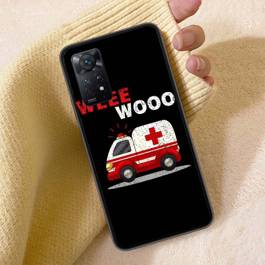 Paramedic Ambulance Wee Woo Phone Case For Redmi Note 13 14 15 Pro Plus 12 13C 12C 15C 9 10 10C 9T 9C 9A TPU Soft Cover Clear Ce