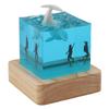 Handcrafted White Whale Night Light Diver Deep Sea Night Lamp with USB Oak Stand RGB Bedside Table