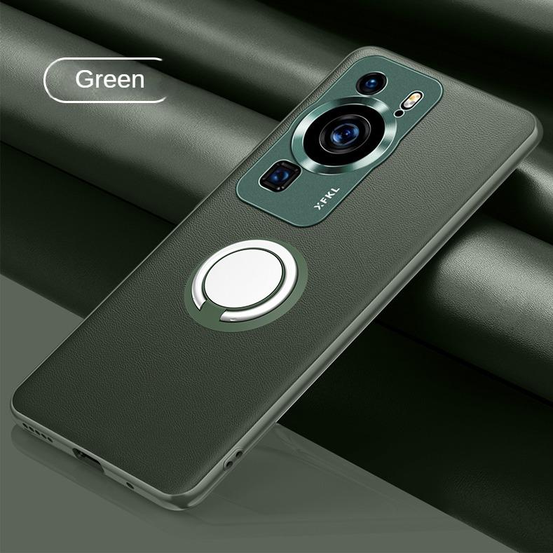 Dla Huawei P60 Case Ultra cienka metalowa ochrona obiektywu PU Skórzane etui do Huawei P60 Pro ART P50E P40 Pro Plus Magnetyczna osłona uchwytu pierścieniowego