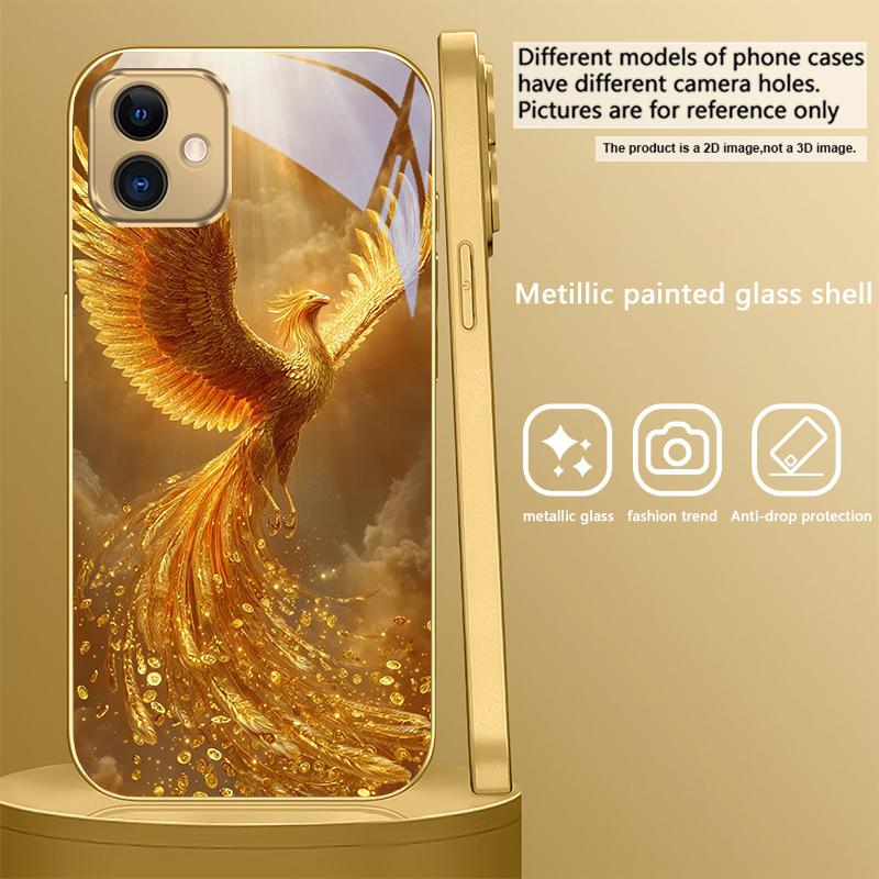 Luxurious Golden Bird For Samsung A 01 52S A04 A05S A10 A12 13 22 23 24 36 42 M02 Note 10 20Ultra 8 9 Golden glass phone case