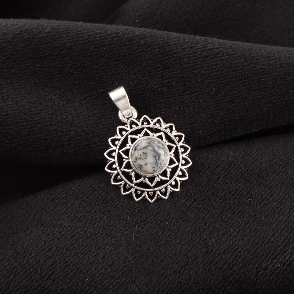 Dendritic Opal Gemstone 925 Sterling Silver Jewelry Pendant 1.14" For Women Gift CP-30-26