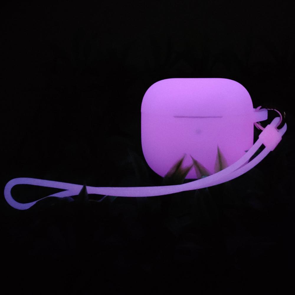 For Apple AirPods 4 Silicone Case Luminous Bluetooth-compatible Earphone Protective Cover with Lanyard