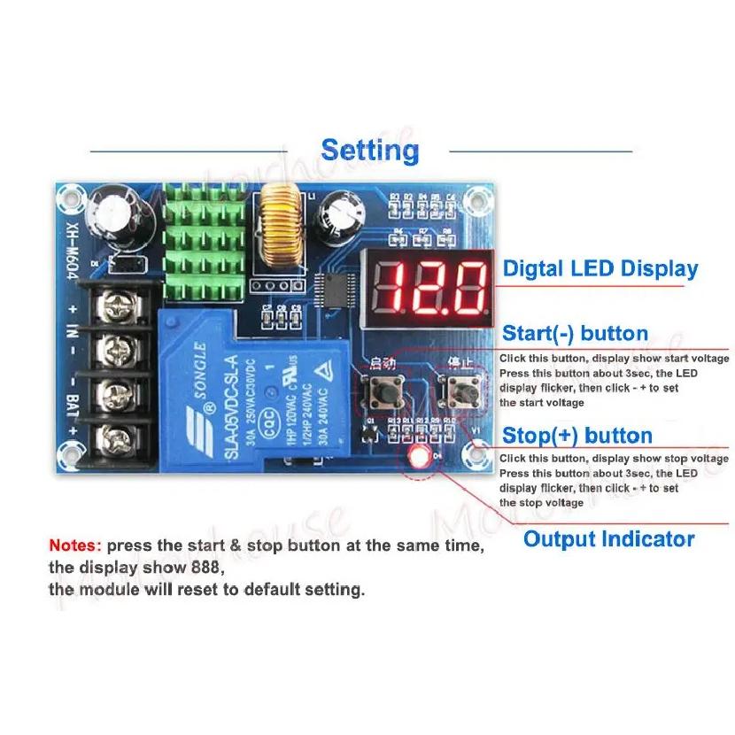 30A Battery Charger Automatic Charging Controller Module Switch 6V-60V 12V 24V Lead Acid/ Lithium Ion/ LiFePo4 Charge Protection