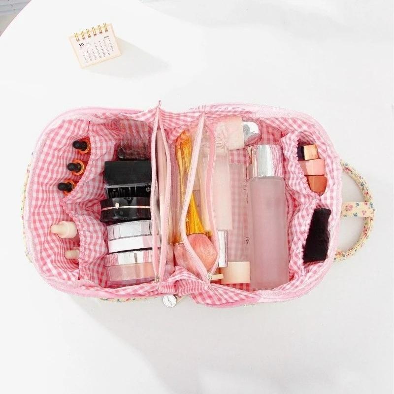 Women's Floral Makeup Bag New Arrival Travel Toiletry Cosmetic Pouch Large Capacity Portable Hand Carry Organizer Case