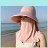 Summer Outdoor Sun Hat With Large Brim And Removable Face Mask For Women
