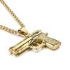 Stainless Steel Gun Charm Pendant Necklace for Men Women Chunky Power Jewelry 60cm Silver/Gold Color Metal Accessories