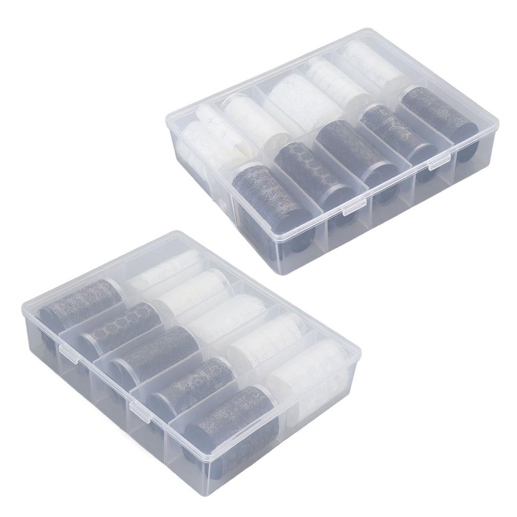 2 Bottles 10 Grid Nail Foil Transfer Stickers Black White Lace Nail Art Foil Designs Nail Lace Stickers