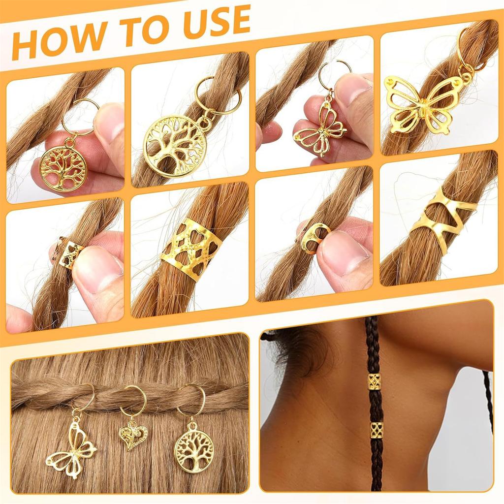 100pcs Hair Rings Metal Accessories Fashion Hair Cuffs For Braids And Unique Hairstyles For Music Festivals And Parties
