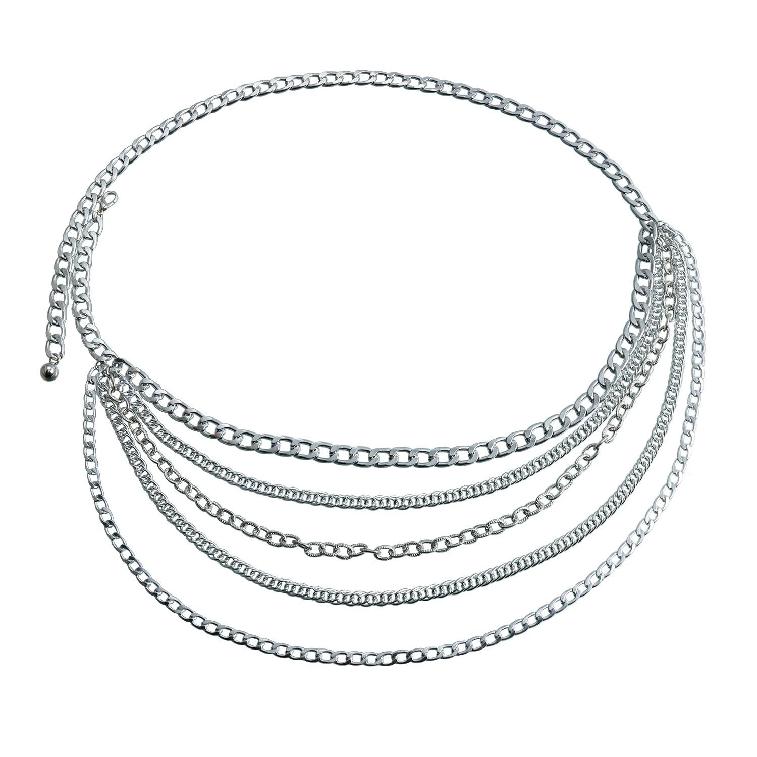 ins light luxury fashion sexy multi-layer metal waist chain simple layered claw chain body chain