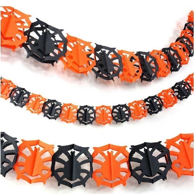 Guirlande Sorcière Effrayante Citrouille Décoration en papier Halloween Accessoire Maison Hantée