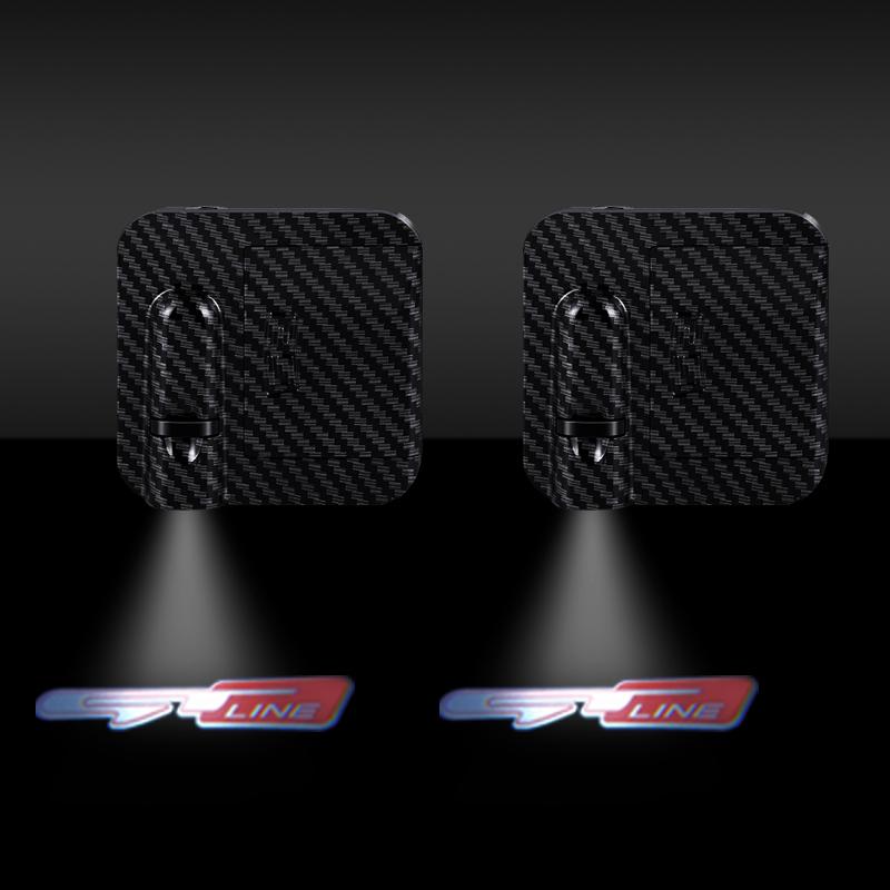For GT LINE Logo Hyundai KIA K5 K3 Sportage Ceed RIO Venga Infrared Sensor Car HD Door Welcome Light Led Projector Lamp 1/2PCS
