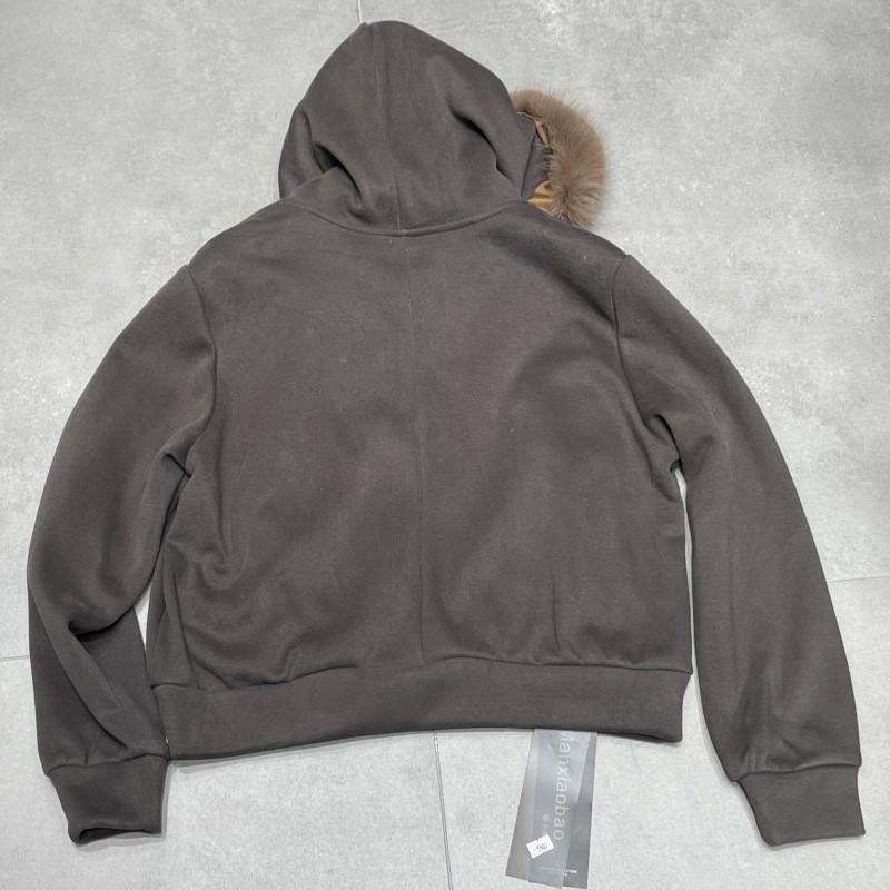 Womens Warm Hooded Coat With Faux Fur Trim Embroidery Beading Thick Cotton-Polyester Blend Slim Fit Korean Style Winter