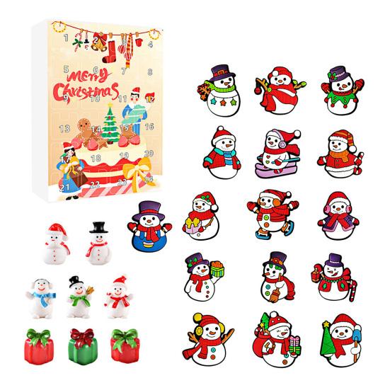 Weihnachts Schneemann Adventskalender 24-Tage Countdown Weihnachtsgeschenkset 2D Cartoon Schneemann Hängedekorationen