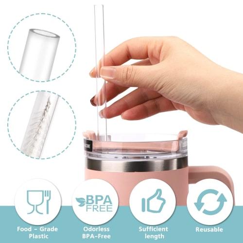 [Limited Edition] Clear Plastic Straws, Reusable with Cleaning Brush, for 40 Oz and 30 Oz Water Cups (6)