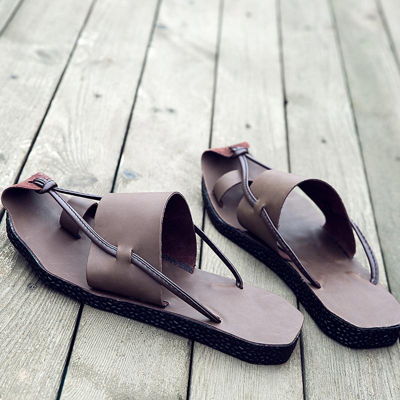 Sandalias de Verano para Hombre de Moda Sandalias Romanas de Moda Zapatos Planos Transpirables para Playa Suela Suave Zapatos de PU Negro Caqui Talla 38-44 Sandalias para Hombre