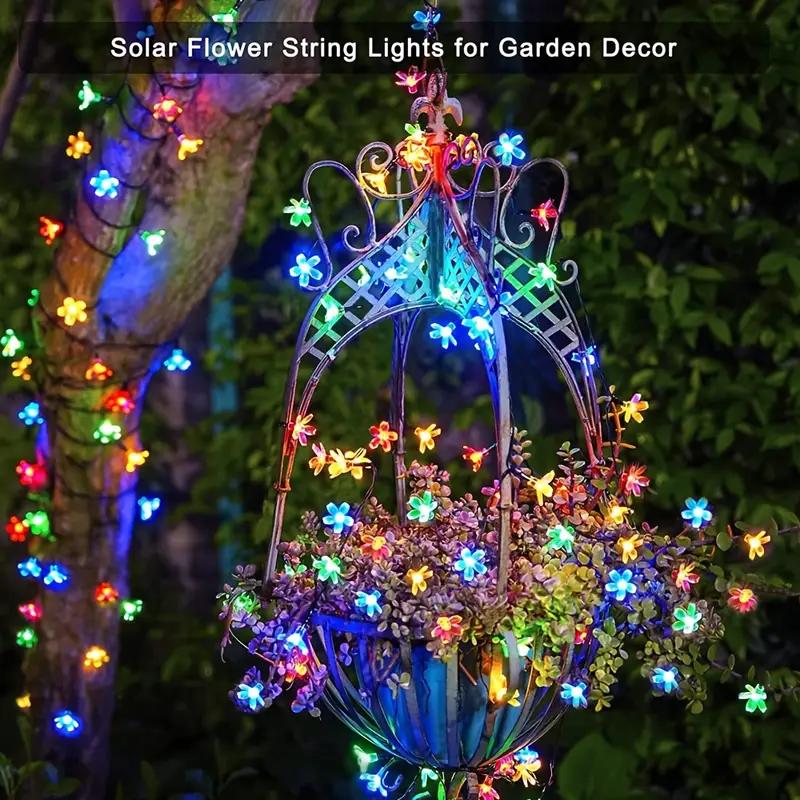 1pc 20/30/50/100 LED Solar Flower String Light Outdoor Cherry Blossom Fairy Lamp For Home Garden Patio Fence Yard Festival Decor