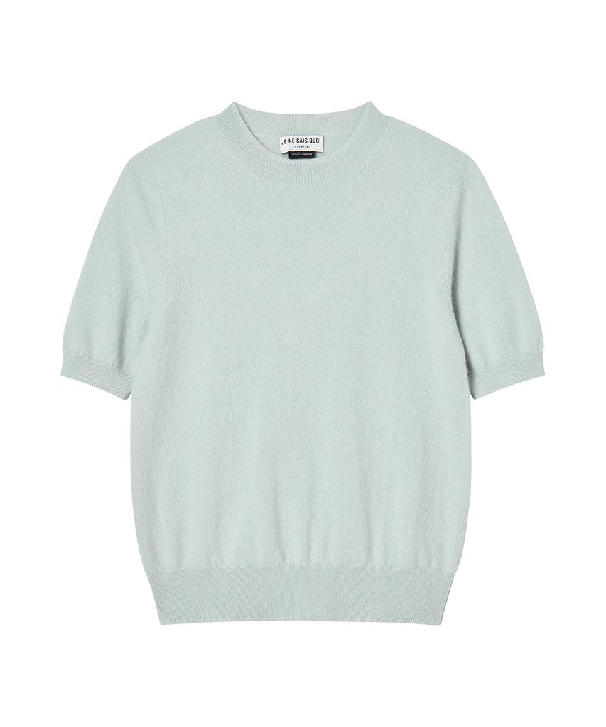 JE NE SAIS QUOI Signature Crew Neck Short Sleeve Cashmere Knit_ Mint