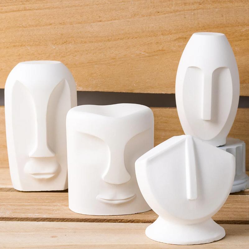 Nordic Design Silicone Candle Mold DIY Abstract Human Face Column  Soap Molds Plaster Resin Craft Making Home Decor Art Gifts
