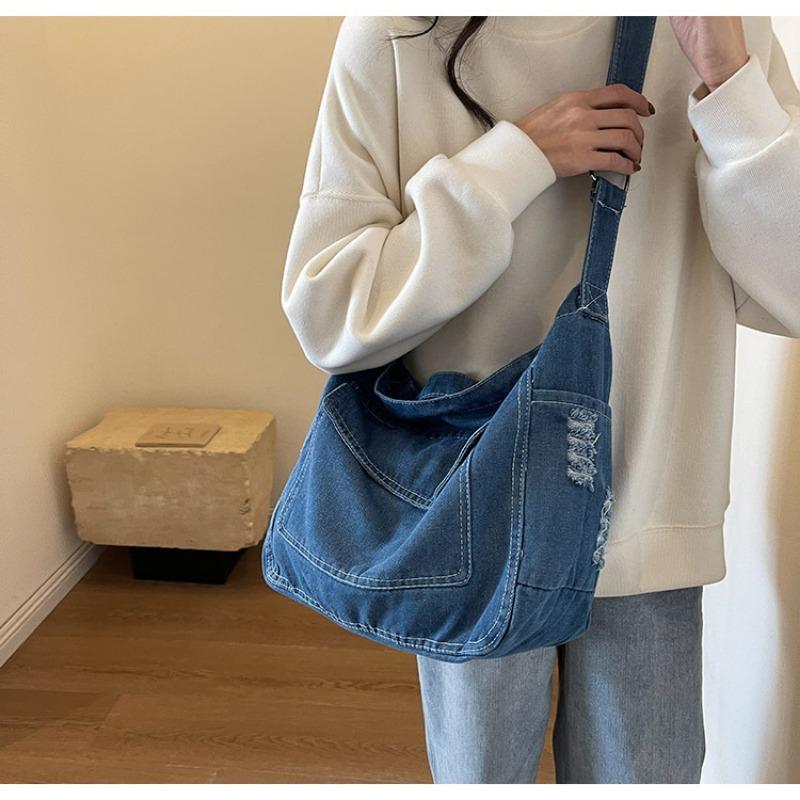 2025 New Denim Bag Ladies Casual Hundred Shoulder Tote Bag