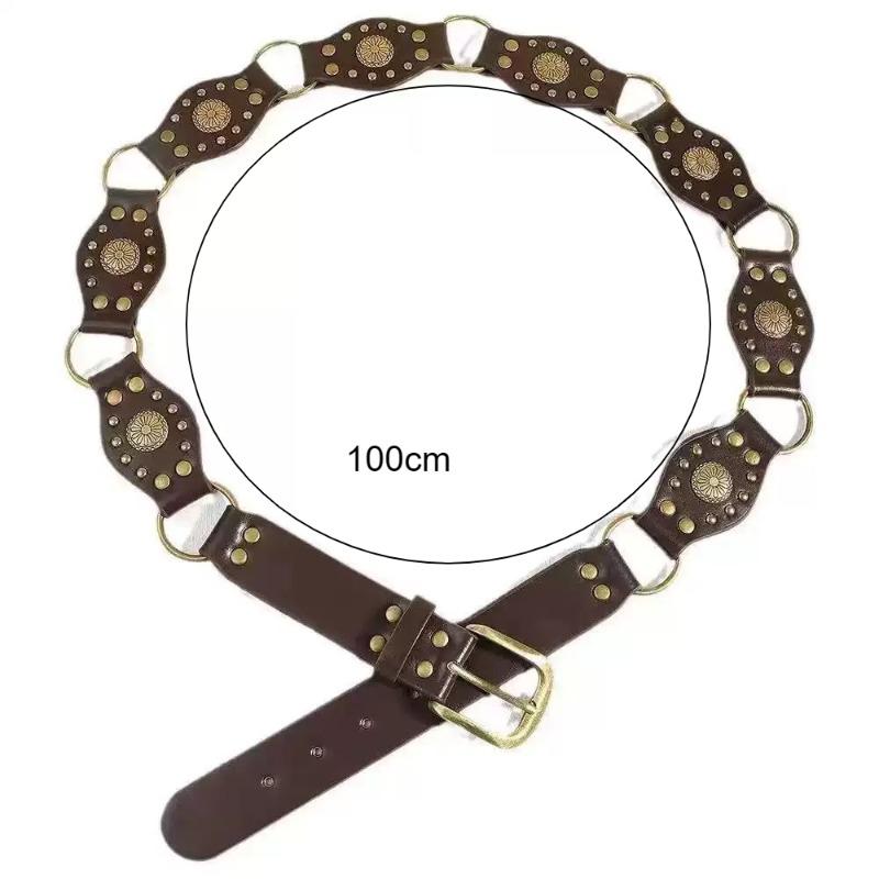 

Bohemian Retro American Style Brown Belt Waist Chain Ethnic Style Waistband for Dress Prairie Decorative Accessory 100cm кофейный