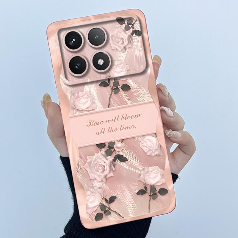 For Xiaomi Poco X6 Pro 5G Case Poco X6Pro Back Cover Fashion Simplicity Floral Soft Liquid Silicone Shell For PocoX6 Pro Fundas