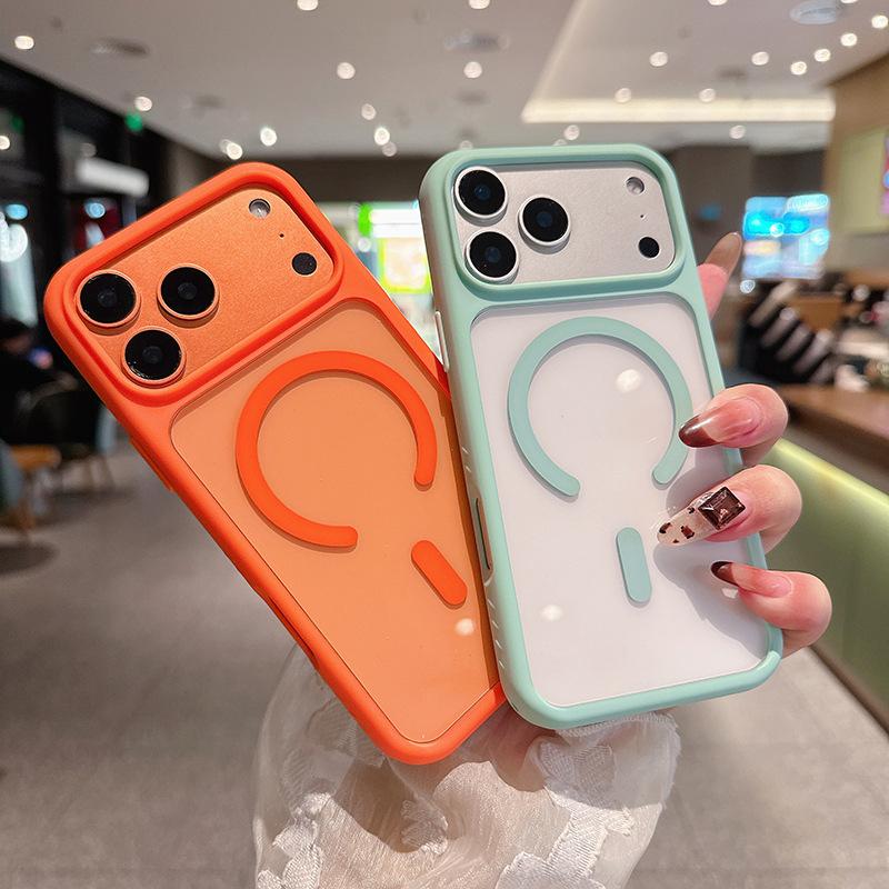 For Apple 17 Pro Max Magnetic Charging Transparent Phone Case N52 Strong Magnetic Ultra-Thin Frosted Edge