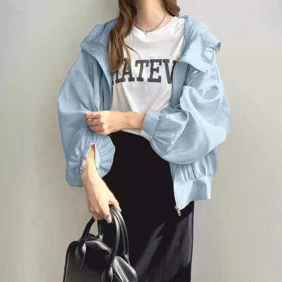 Leichte Sonnenjacke für Damen mit durchgehendem Reißverschluss, Sonnenschutz-Shirts mit langen Ärmeln, Trainings-Hoodie-Jacken mit Taschen