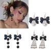 Stylish Pearls Bowknot Dangle Earrings Ornament Distinctive Ear Pendant Ear Rings Adornment Versatile Fashion Accessory
