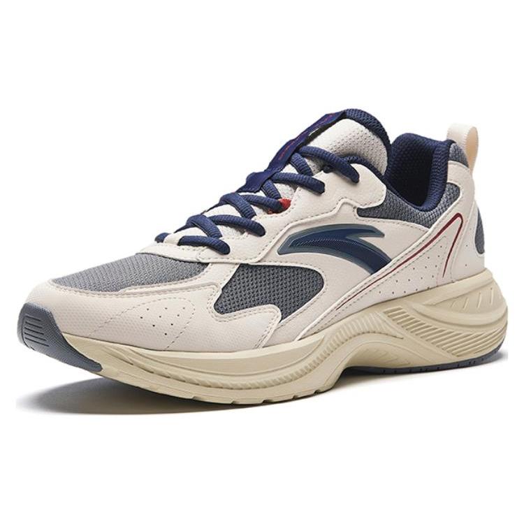 New Anta Wear Resistant Low Top Retro Running Shoes Men's White Gray 912345595-3