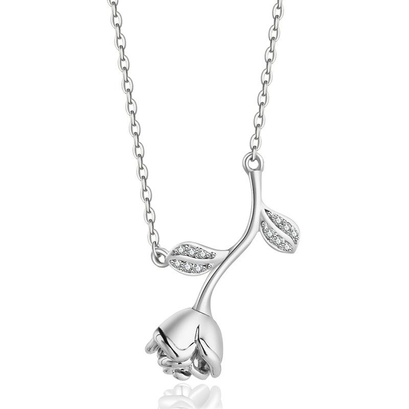 

Unique Gold Minimalist Rose Necklace In Durable Titanium Steel Ideal For Gifts Elegant серебряный