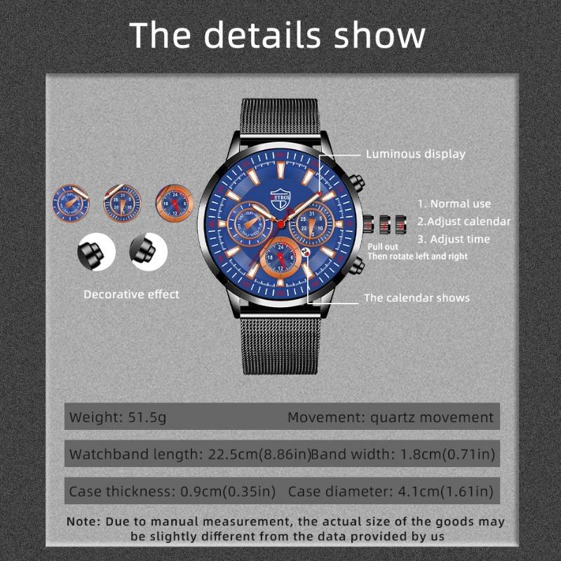 Moderne Herrenuhr Kalenderuhr Business-Uhr Herren-Edelstahluhr Hand Quarzuhr