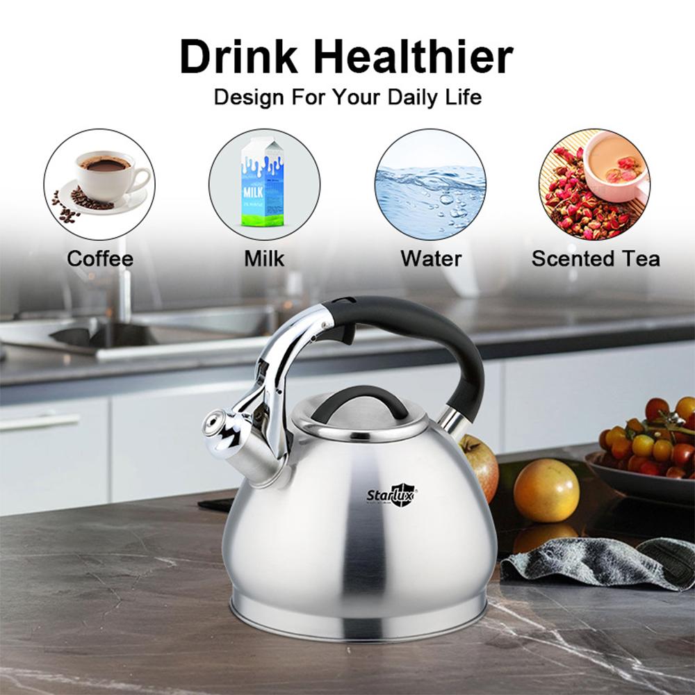 2025 Nowy czajnik gwizdkowy ze stali nierdzewnej, Europejski domowy czajnik do gotowania wody, Uniwersalny czajnik na kuchenkę indukcyjną i gazową, 3L