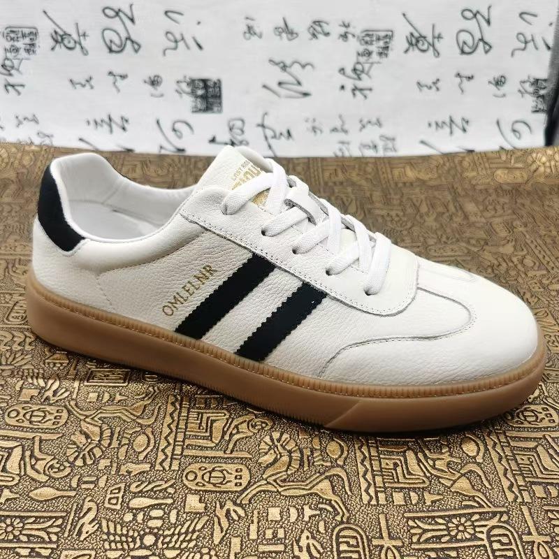 Autumn sports leather shoes men's cowhide round head trend fashion casual men's versatile leather shoes