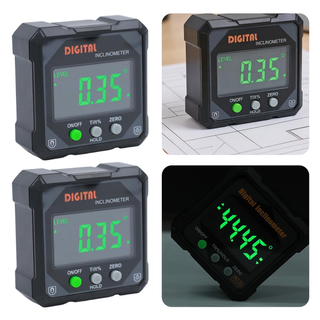 4-sided Magnetic Angle Finder with Laser Digital Protractor Inclinometer Level Ruler 360° LCD Electronic Protractor Angle Gauge